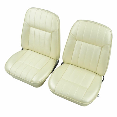 PUI Interiors 1969 Pontiac Firebird Deluxe Parchment Front Bucket Seat Covers - 69HS27US