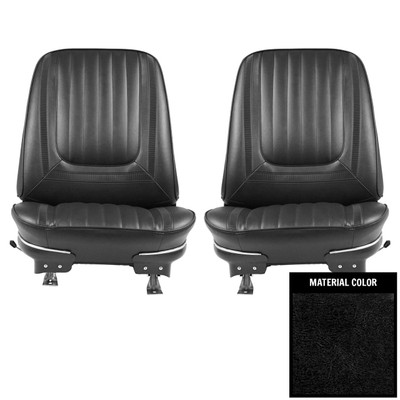 PUI Interiors 1969 Buick Skylark/Custom/GS350/400 Black Pre-Assembled Front Bucket Seats - 69US10U-P