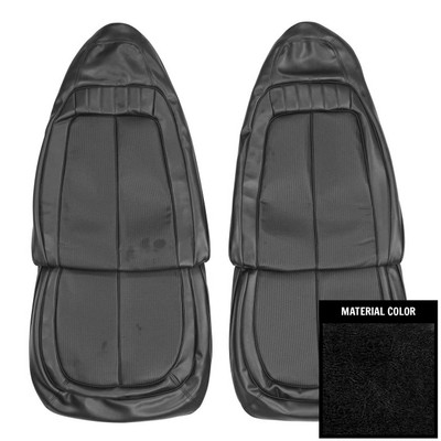 PUI Interiors 1970 Roadrunner/Satellite/GTX Black and Charcoal Front Bucket Seat Covers - 70KSR836U