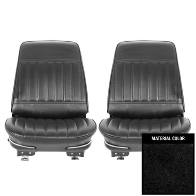 PUI Interiors 1971-1972 Buick Skylark/Custom/GS350/400 Black Pre-Assembled Front Bucket Seats - 71US10U-P