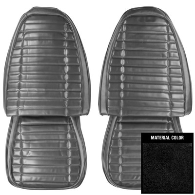 PUI Interiors 1972 Pontiac Firebird Deluxe Black Front Bucket Seat Covers - 72HS10U