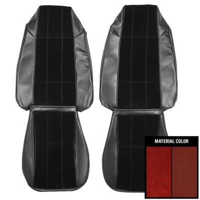 PUI Interiors 1976 Chevrolet Camaro LT Custom Cloth Dark Red Front Bucket Seat Covers - 76DSC30U