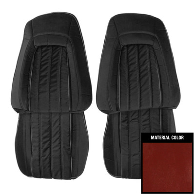 PUI Interiors 1977 Pontiac Firebird Deluxe Carmine Cloth Front Bucket Seat Covers - 77HSC38U