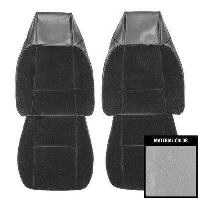 PUI Interiors 1979 Chevrolet Camaro Berlinetta Custom Cloth Silver Front Bucket Seat Covers - 79DSC66U