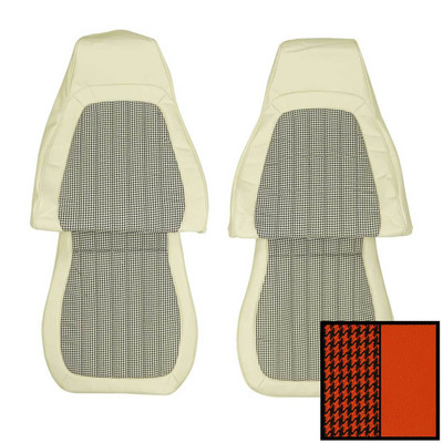 PUI Interiors 1993-02 Camaro Deluxe Orange W/Houndstooth Inserts Front Bucket Seat Covers - 93FSPO26U