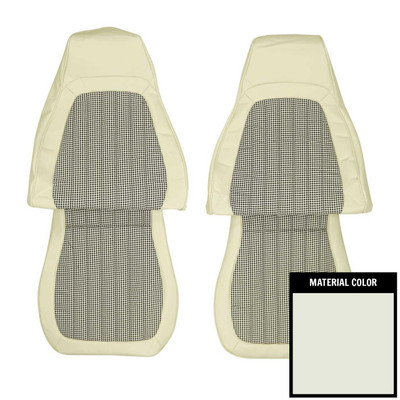 PUI Interiors 1993-02 Camaro Deluxe White W/Houndstooth Inserts Front Bucket Seat Covers - 93FSPO37U