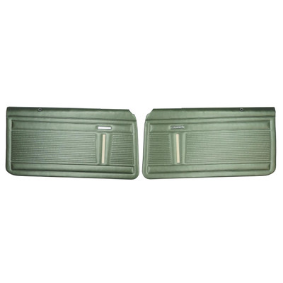 PUI Interiors 1970 Chevrolet Nova Standard Pre-Assembled Dark Metallic Green Front Door Panels - PD344