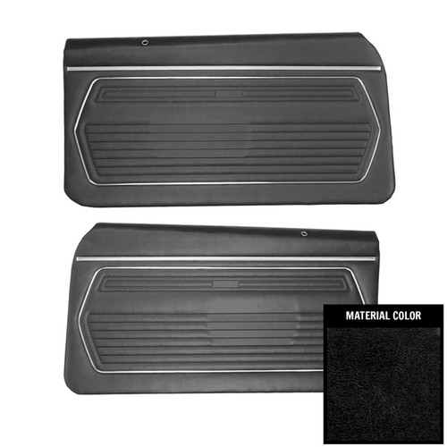 PUI Interiors 1969 Chevrolet Camaro Standard Pre-Assembled Black Front Door Panels - (PD220)