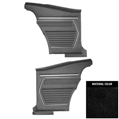 PUI Interiors 1969 Chevrolet Camaro Hardtop Standard Pre-Assembled Black Rear Door Panels - (PD220C)