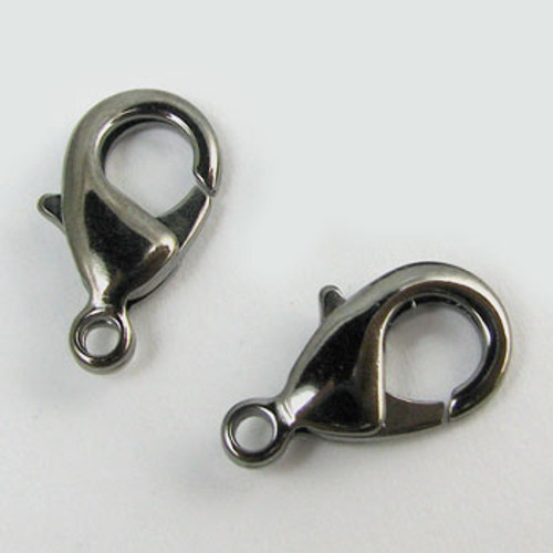 15mm Lobster Claw Clasp, Gunmetal Plated (pkg of 10)