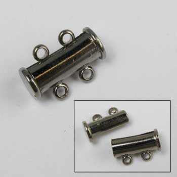 14mm 2-Strand Magnetic Slide Tube Clasp, Gunmetal Plated (each)