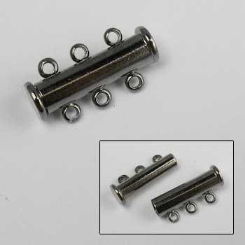 20mm 3-Strand Magnetic Slide Tube Clasp, Gunmetal Plated (each)