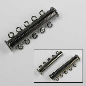 30mm 5-Strand Magnetic Slide Tube Clasp, Gunmetal Plated (each)