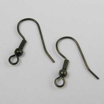 18mm French Ear Wire Earring, Gunmetal Plated (pkg of 100)
