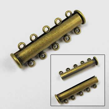 30mm 5-Strand Magnetic Tube Clasp, Antique Brass Plated (each)