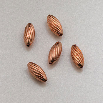 COP0013 - 3x7mm Twist Melon Beads, Solid Copper (pkg of 50)