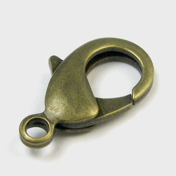 27mm Lobster Claw Clasp, Antique Brass Plated (single)