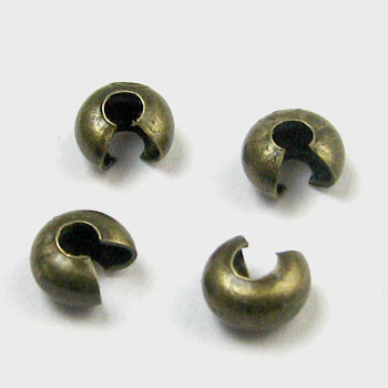 3mm Crimp Cover, Antique Brass Plated (pkg of 50)