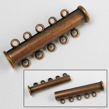 30mm 5-Strand Magnetic Tube Clasp, Antique Copper Plated (each)
