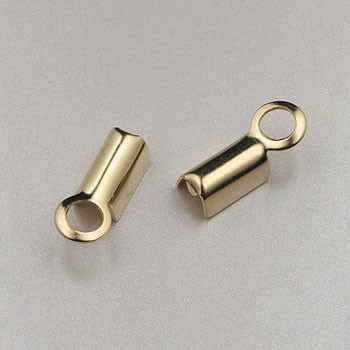 11x4mm Leather Fold Over Crimp 14kt Gold-Fill (pair)