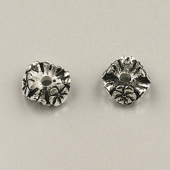 10mm Flower Rondelle Silver Plate (pkg of 25)