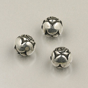 9mm Rosebud Silver Plated (pkg of 75)