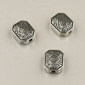 9x11mm Maze Design Bead Silver Plated (pkg of 50)