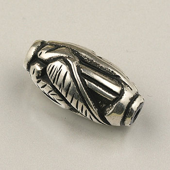 14x28mm Large Feather Bead Silver Plated (pkg of 8)