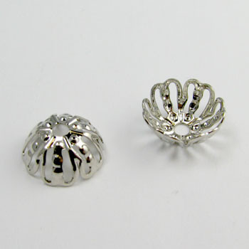 10mm Bead Cap (Nickel Color) Silver Plated (pkg of 50)