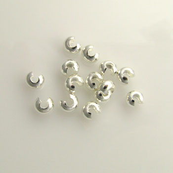4mm Crimp Covers Silver Plated (pkg of 50)