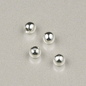 3mm Memory-Wire End (Half Drilled) Round  Silver Plated (pkg of 24)