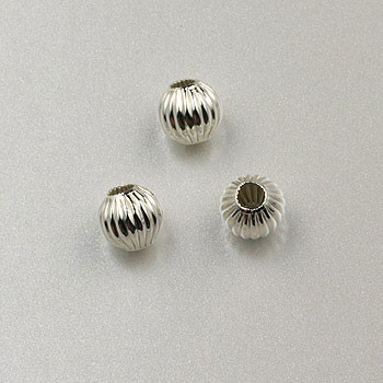 4mm Corrugated Round Bead Sterling Silver (pkg of 25)