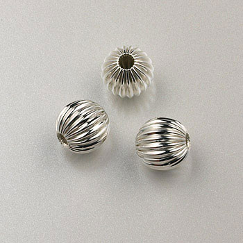 6mm Corrugated Round Bead Sterling Silver (pkg of 25)