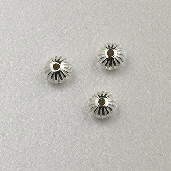 4mm Corrugated Saucer Rondelle Sterling Silver (pkg of 10)