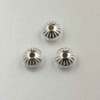 6mm Corrugated Saucer Rondelle Sterling Silver (pkg of 25)