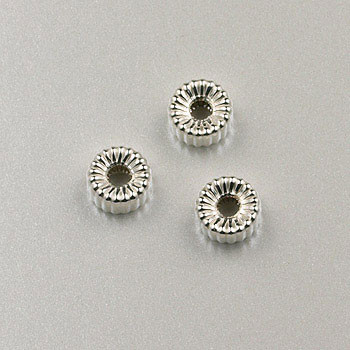 4mm Corrugated Tire Rondelle Sterling Silver (pkg of 20)