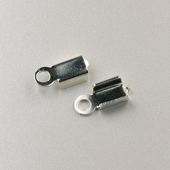 11x5mm Leather Fold Over Crimp Sterling Silver (pair)