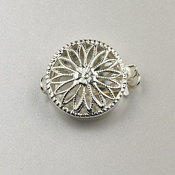 12mm 1-Strand Round Filigree Clasp Sterling Silver (each)