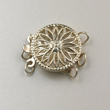 12mm 2-Strand Round Filigree Clasp Sterling Silver (each)
