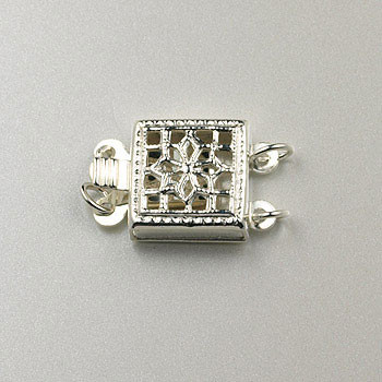 8mm 2-Strand Filigree Box Clasp Sterling Silver (each)