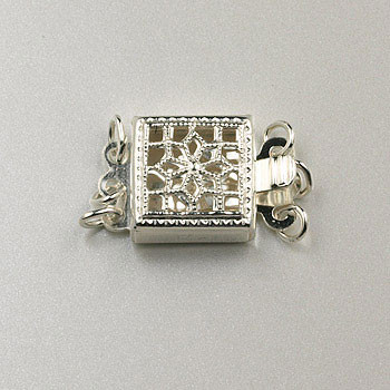 8mm 3-Strand Filigree Box Clasp Sterling Silver (each)