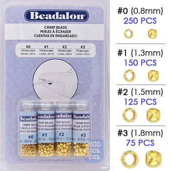 Beadalon Crimp Bead Variety Pack, Gold Plated Assortment, Size #0, #1, #2 & #3 (600 pcs)