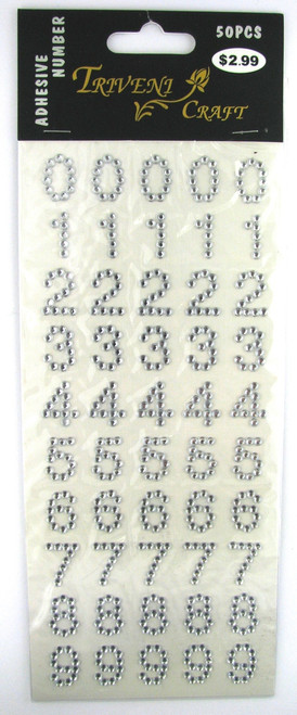 16mm Clear Numbers Flatback Rhinestones (50 pcs) Self-Adhesive - Easy Peel Strips