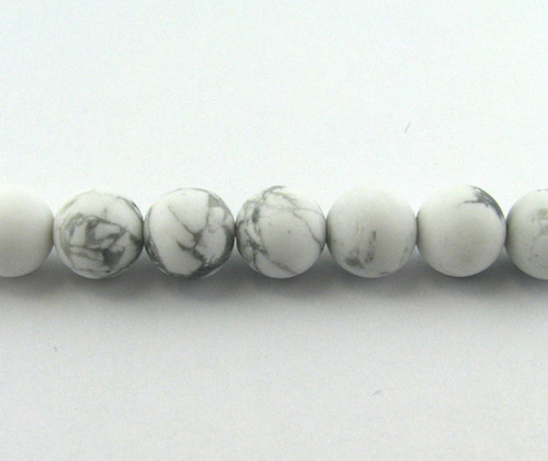 Matte White Howlite Round Gemstone (Approx. 15" str)