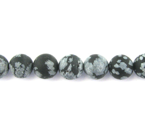 Matte Snowflake Obsidian Round Gemstone (Approx. 15" str)