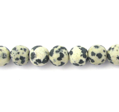 Matte Dalmatian Jasper Round Gemstone (Approx. 15" str)