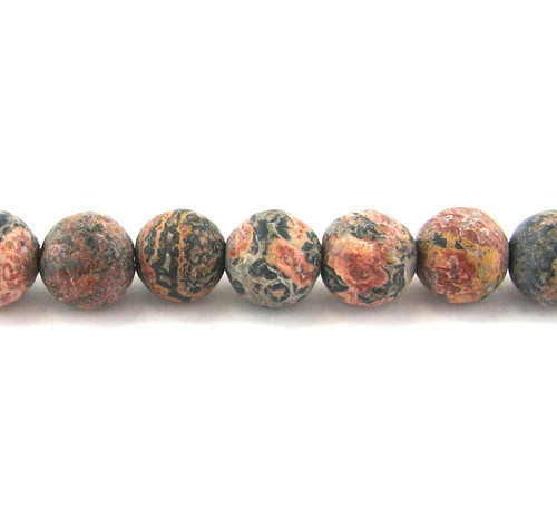 Matte Leopard Skin Jasper Round Gemstone (Approx. 15 in" str)