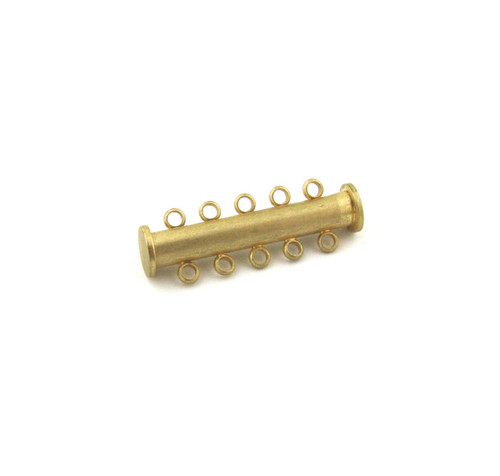 30mm 5-Strand Magnetic Slide Tube Clasp, Matte Gold Plated (each)