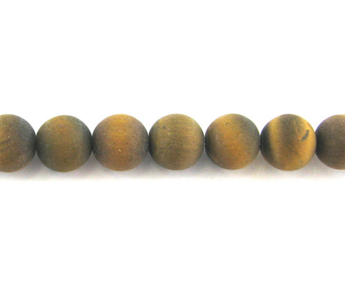 Matte Yellow Tiger Eye Round Gemstone (Approx. 15" str)