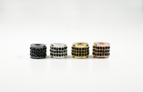 CZMP008 - Triple Row CZ Spacer w/Black Crystal, 7x9mm (each)
